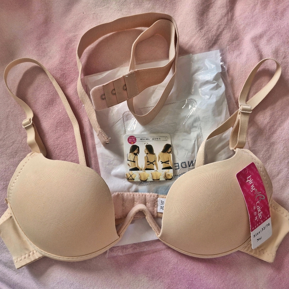 Pushup Padded + Open Back Bra In Nude